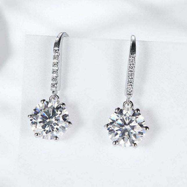 Sophisticated Sterling Silver Lab-Grown Diamond Drop Earrings with Dazzling Zircon Details