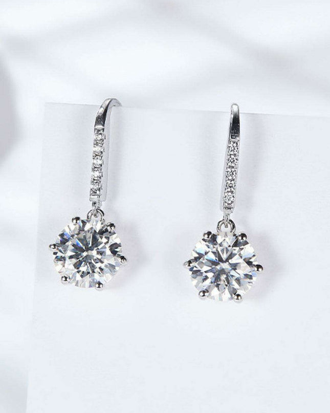 Sophisticated Sterling Silver Lab-Grown Diamond Drop Earrings with Dazzling Zircon Details