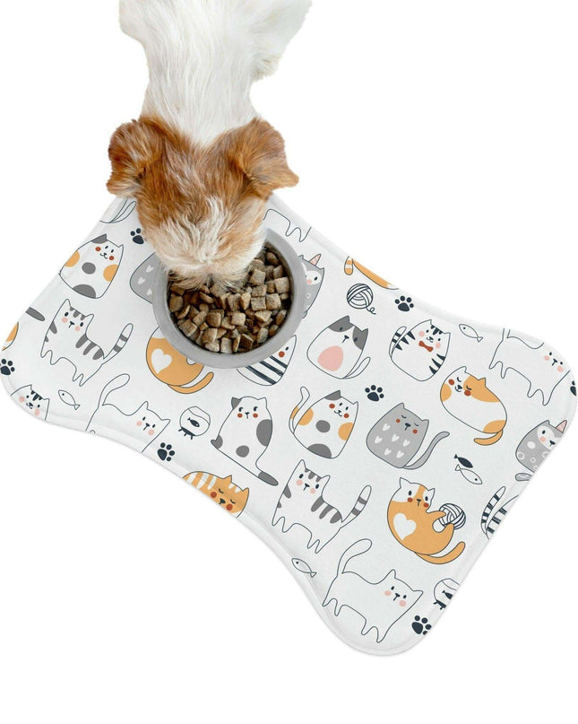 Personalized Pet Feeding Mats - Stylish Bone & Fish Designs for Your Furry Friend