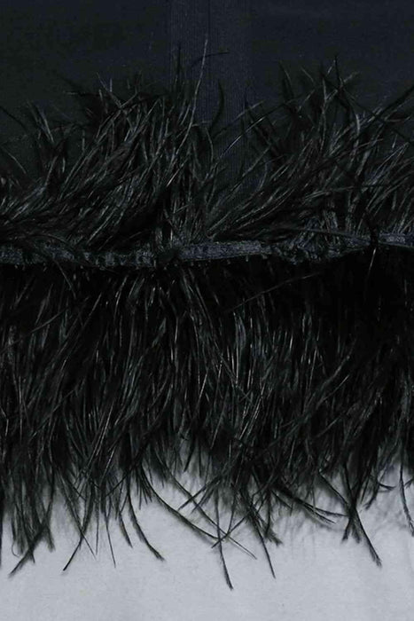 Spaghetti Strap Bodycon Dress with Feather Detail