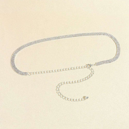 Glistening Rhinestone-Studded Alloy Waist Belt for Timeless Style
