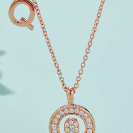 Stunning Rose Gold-Plated Necklace with Lab-Created Diamond - A Modern Elegance