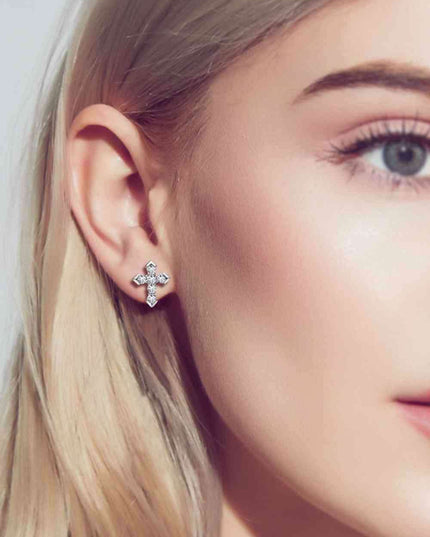 Elegant Moissanite Cross Earrings - Sparkling Statement Jewelry