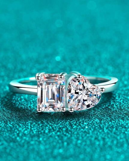 Timeless Love Heart Moissanite Ring in Sterling Silver - Radiant Elegance
