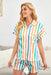 Striped Lounge Set with Button-Up Shirt and Shorts