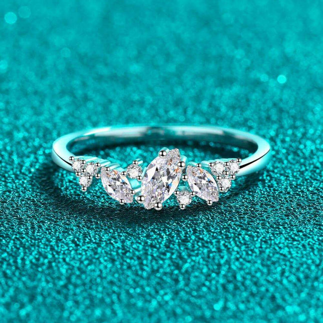 Brilliant Moissanite Sterling Silver Ring: Exquisite Rhodium-Plated Luxury