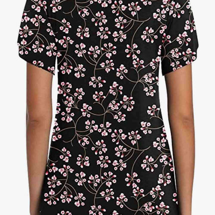 Chic Floral V-Neck Top with Delightful Petal Sleeves