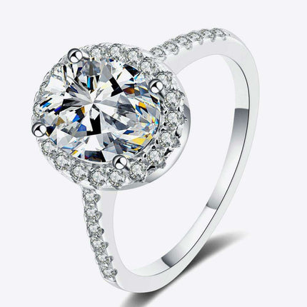 Contemporary Sterling Silver Lab-Grown Diamond Ring with Zircon Accents - A Touch of Elegance