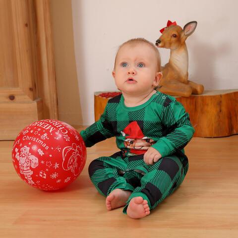 Festive Plaid Baby Jumpsuit with Merry Christmas Graphic for Baby's First Christmas