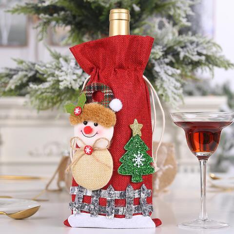 Festive Christmas Doll Wine Bottle Cover Duo with Cheerful Charms