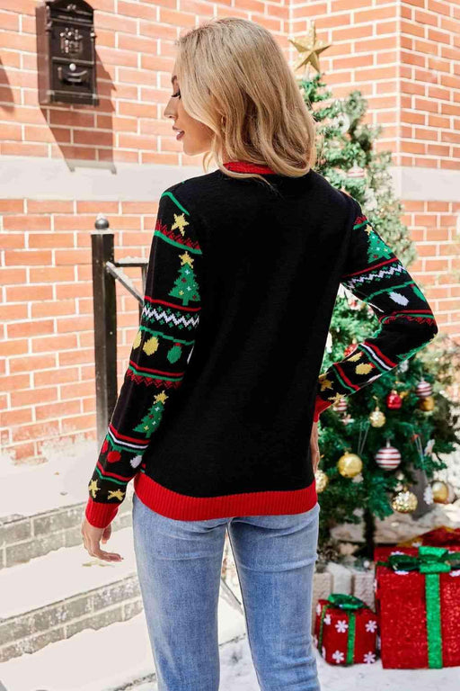 Shimmering Christmas Round Neck Sweater with Sequin Detail