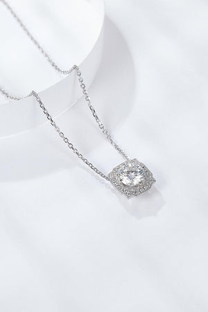 1 Carat Moissanite Flower Shape Pendant Chain Necklace-Trendsi-Silver-One Size-Très Elite
