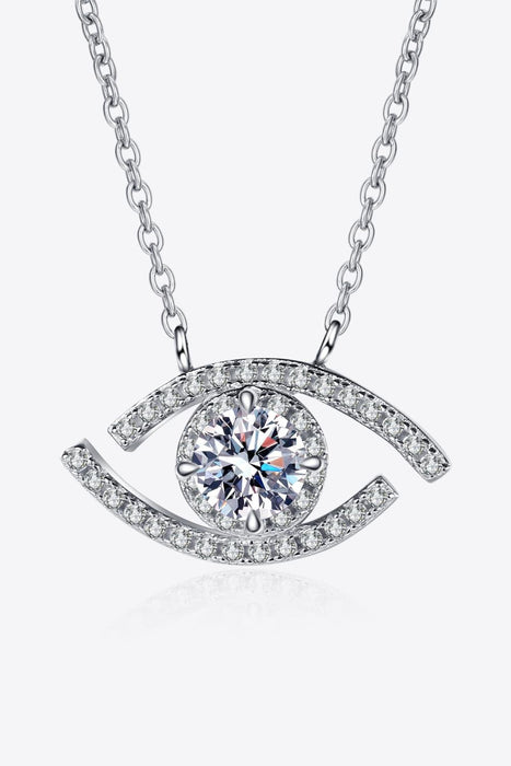 Radiant Evil Eye Sterling Silver Necklace with Moissanite and Zircon Accents