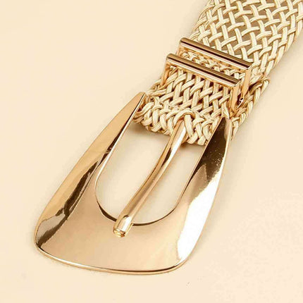 Asymmetrical Clasp Woven Waist Belt for Effortless Chic Style