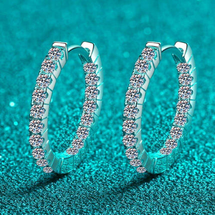 Sophisticated Moissanite Huggie Earrings in Sterling Silver - A Classic Touch