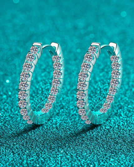 Sophisticated Moissanite Huggie Earrings in Sterling Silver - A Classic Touch