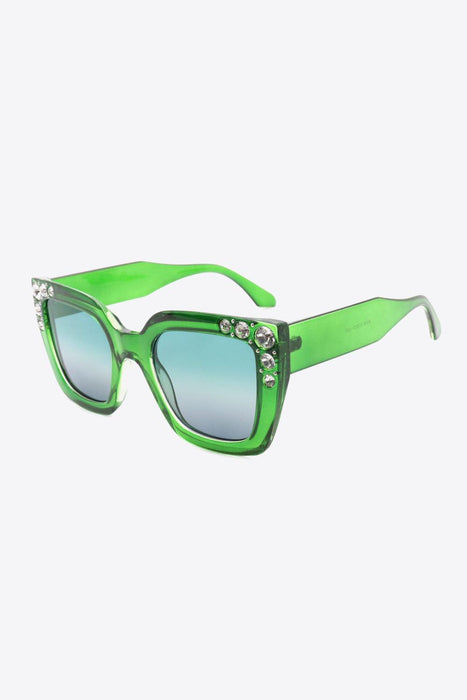 Rhinestone-Embellished UV400 Wayfarer Sunglasses