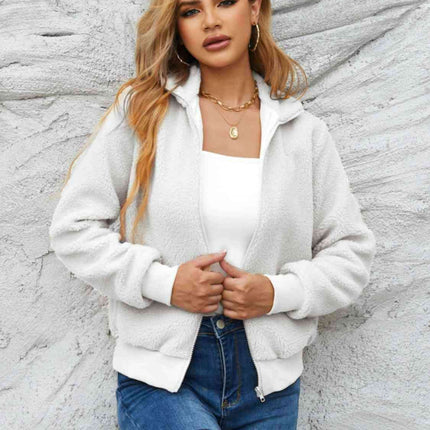 Chic Cozy Mock Neck Zip-Up Sweater Jacket