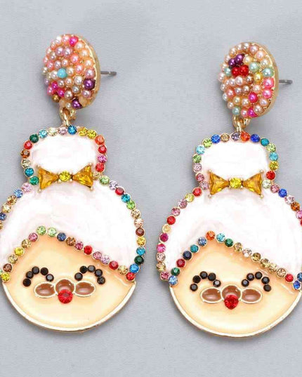 Sparkling Cheer: Mrs. Claus Rhinestone Statement Earrings for Holiday Glamour