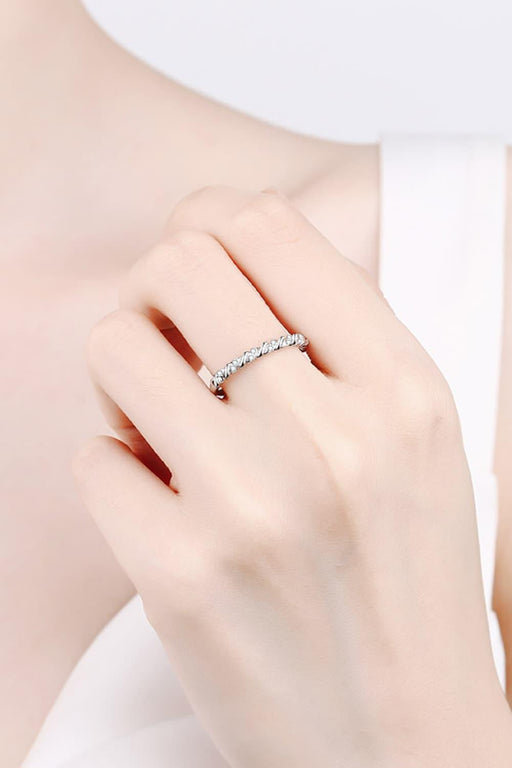 Elegant Moissanite Sterling Silver Half-Eternity Ring