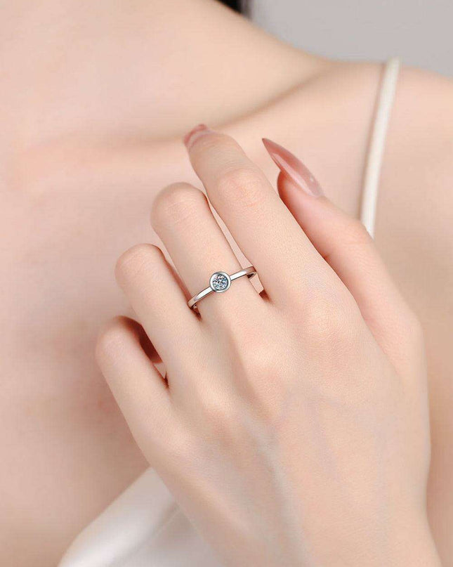 Eternal Elegance: Rhodium-Plated 925 Sterling Silver Moissanite Solitaire Ring