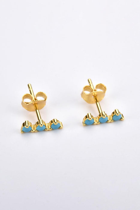 Luxurious 925 Sterling Silver Earrings with 18K Gold-Plated Zircon Gemstones