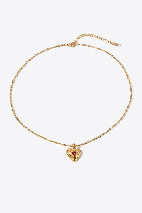 Golden Heart Stainless Steel Necklace with 18K Gold Plating