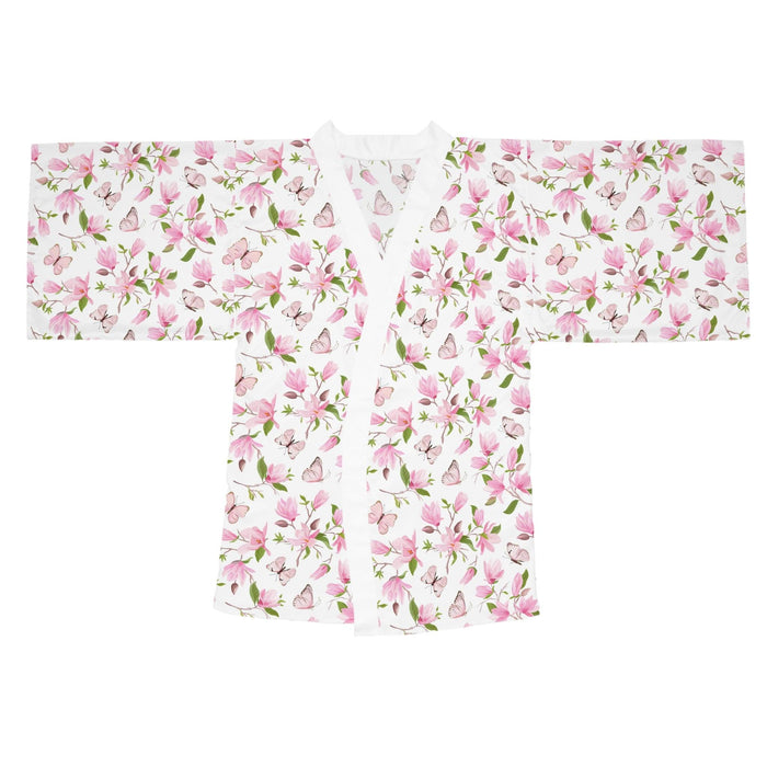Elegant Japanese Magnolia Long Sleeve Kimono Robe