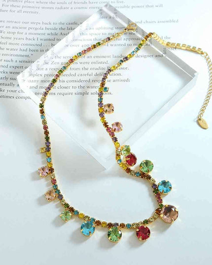 Elegant Crystal-Accent Titanium Steel Necklace