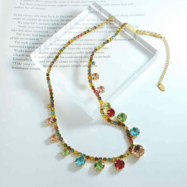 Elegant Crystal-Accent Titanium Steel Necklace