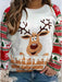 Festive Reindeer Print Plus Size Long Sleeve Top