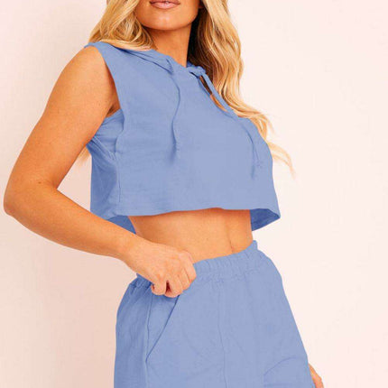 Chic and Comfy Hooded Top and Shorts Set with Pockets for Everyday Style