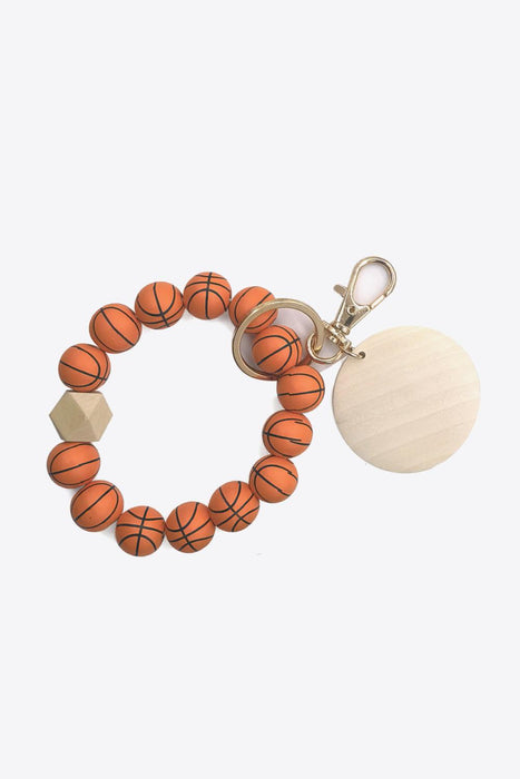 Handcrafted Wooden Wristlet Bead Key Chain Set
