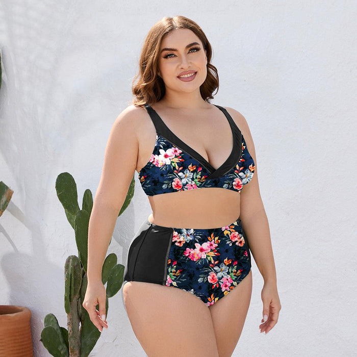 Floral Print High Waist Bikini Set for Plus Size Women