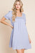 Scenic Blue Boho Embroidered Puff Sleeve Mini Dress - Coastal Charm Mini Dress
