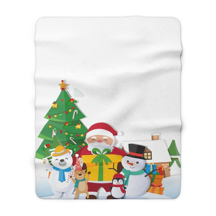 Cozy Santa Christmas Sherpa Fleece Blanket with Joyful Design