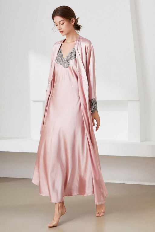 Elegant Satin Nightwear Set with Lace Trim