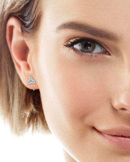 Sophisticated Silver Stud Earrings with Lab-Created Diamonds - Classic Elegance