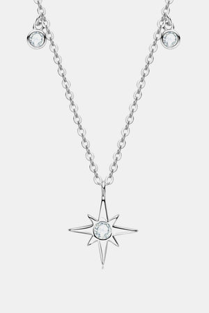 Moissanite North Star Pendant 925 Sterling Silver Necklace-Trendsi-Silver-One Size-Très Elite