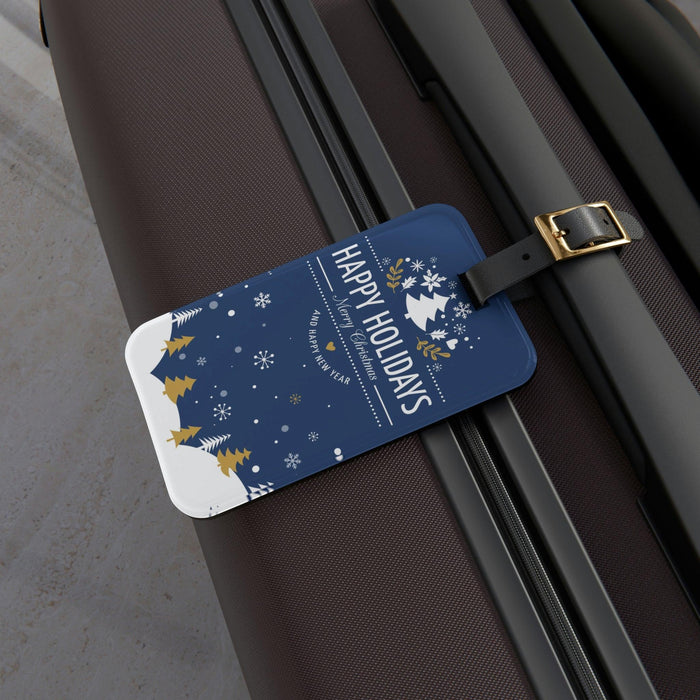 Winter Wonderland Travel Tag Set - Elegant Acrylic and Leather Combo