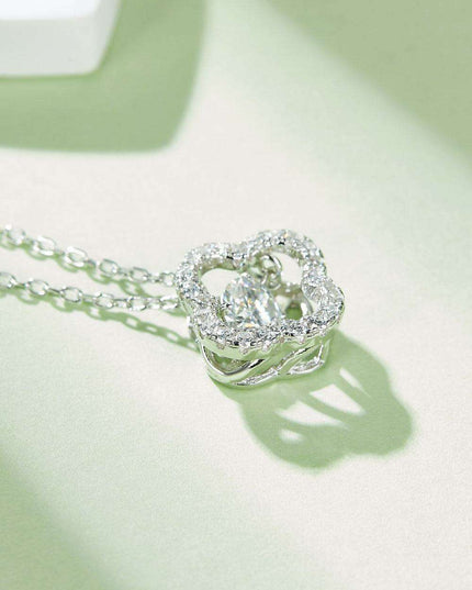 Radiant Clover Lab-Diamond Pendant Necklace Adorned with Zircon Accents
