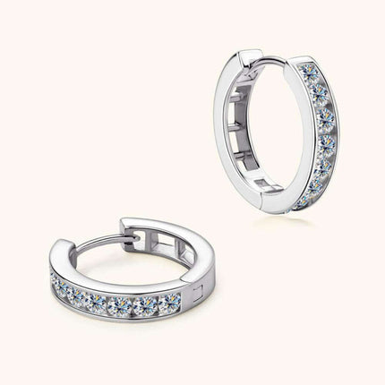 Personalized Sterling Silver Huggie Earrings with Sparkling Lab-Diamond Accents