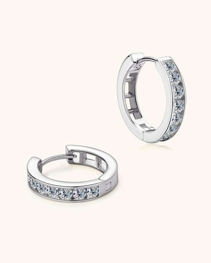 Personalized Sterling Silver Huggie Earrings with Sparkling Lab-Diamond Accents