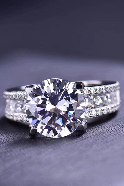 Elegant Platinum-Plated Moissanite Ring with Zircon Stones - Timeless Sparkle