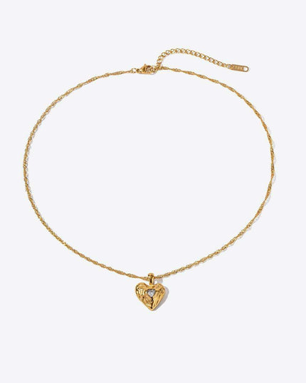 Timeless 18K Gold-Plated Heart Pendant Necklace in Durable Stainless Steel