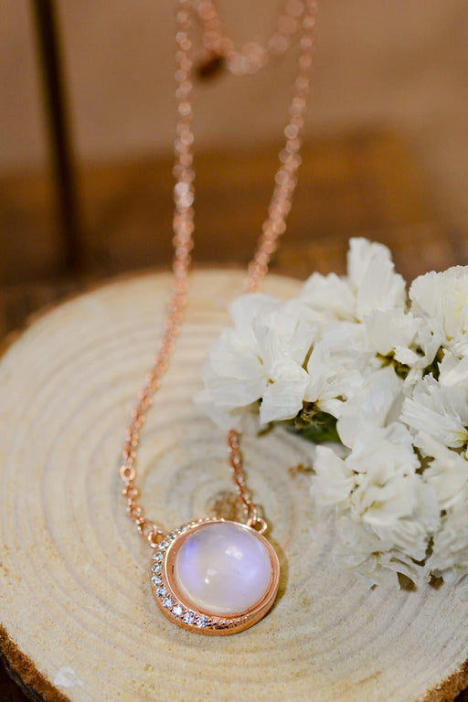 Ethereal Moonstone Necklace with Enchanting Blue-Violet Tones