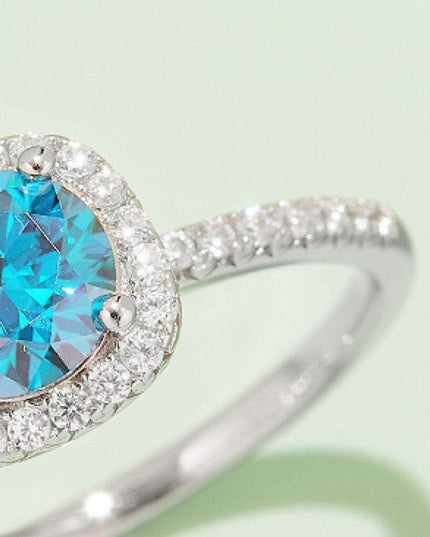 Radiant Pink Diamond Halo Ring with Lab-Created Moissanite in Sterling Silver