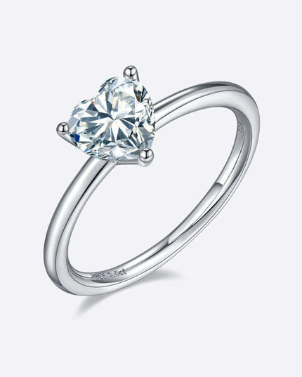 Elegant 1 Carat Platinum-Plated Lab-Diamond Sterling Silver Ring