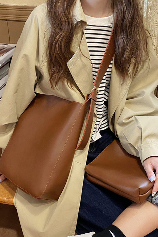 Chic Duo of Synthetic Leather Carry-All Bags