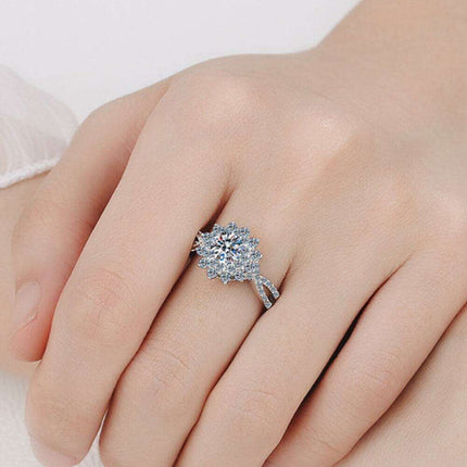 Eco-Chic Floral Lab-Diamond Split Shank Ring